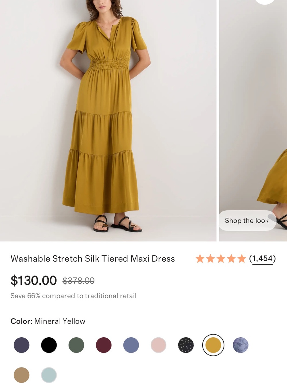 Quince Mineral Yellow Silk Tiered Maxi Dress